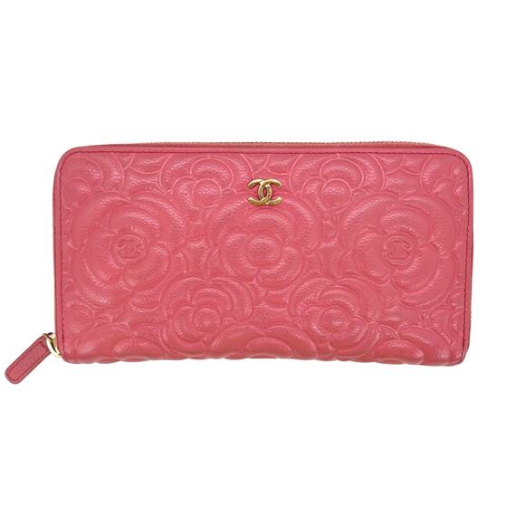 Chanel Camellia Caviar Leather Zip Around Wallet - Picture 1 of 8